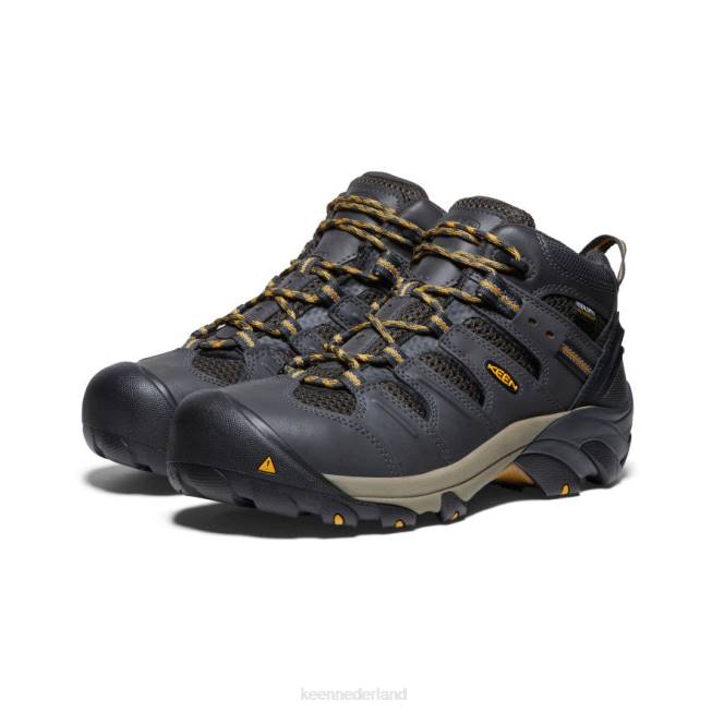 KEEN lansing midden waterdicht (stalen neus) 804T91 schoenen raven/geelbruine olijf Heren