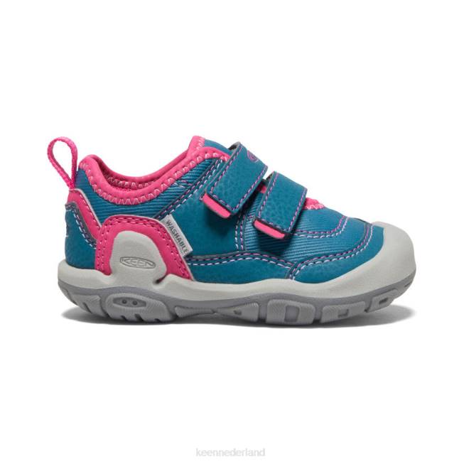 KEEN knotch holle sneaker met dubbele band 804T959 schoenen blauw koraal/roze pauw peuters