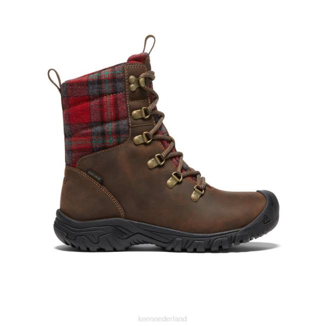 KEEN Greta waterdichte laars 804T692 schoenen donkerbruin/rood plaid vrouwen