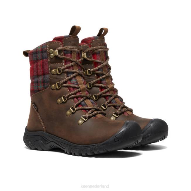 KEEN Greta waterdichte laars 804T692 schoenen donkerbruin/rood plaid vrouwen