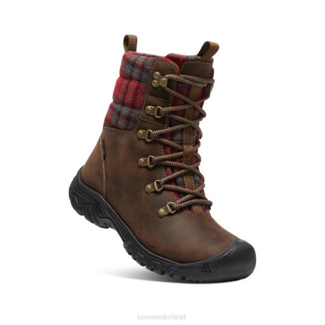 KEEN Greta waterdichte laars 804T692 schoenen donkerbruin/rood plaid vrouwen