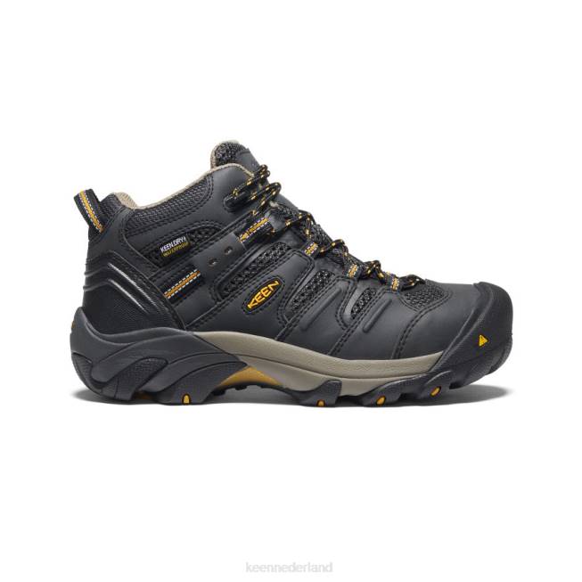 KEEN lansing waterdicht midden (stalen neus) 804T598 schoenen raven/geelbruine olijf vrouwen