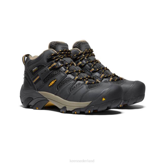 KEEN lansing waterdicht midden (stalen neus) 804T598 schoenen raven/geelbruine olijf vrouwen