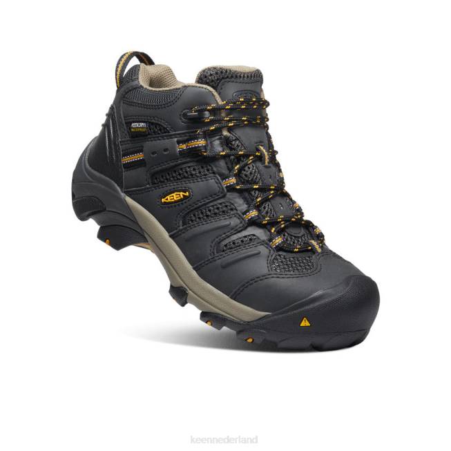 KEEN lansing waterdicht midden (stalen neus) 804T598 schoenen raven/geelbruine olijf vrouwen